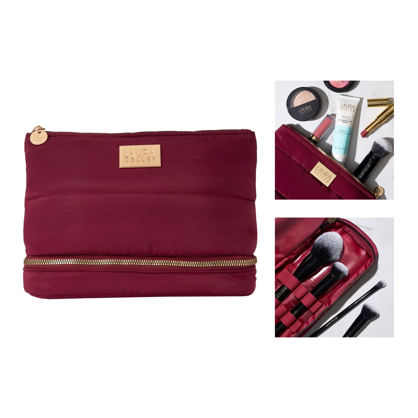 Quilted Makeup Bag with Brush Case